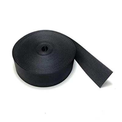 Image of On1shelf 50mm Wide Black Nylon Heavy Duty Polypropylene Webbing Strap 10m (50mm)