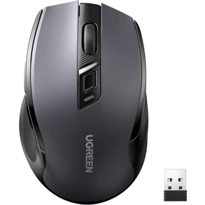 Image of UGREEN 2.4G Wireless Mouse for Laptop, 4000 DPI 5 Adjustable Levels Ergonomic USB Compatible with PC MacBook Chromebook, 18 Month Battery Life (Black)