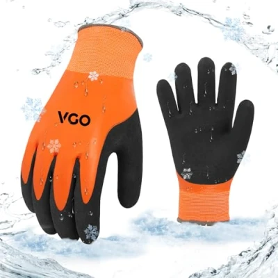 Image of Vgo... Thermal Waterproof Work Gloves Winter Palm Latex for Freezer Gardening Digger Warehouse Delivery in Cold Weather, 1 pair RB2172F(Orange,M)
