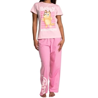 Image of Bluey Pyjamas Mummy Women Cotton Women’s Nightwear Mum Pjs Pink XXL