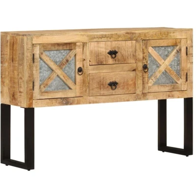 Image of vidaXL Sideboard 110x30x74 cm Rough Mango Wood