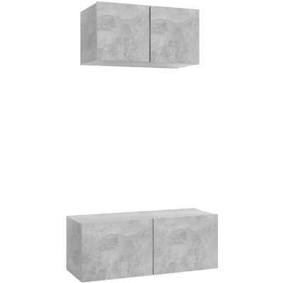 Image of vidaXL 2 Piece TV Cabinet Set Concrete Grey Engineered Wood