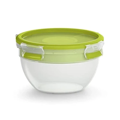 Image of Tefal Master Seal to Go Salad Bowl Round Food Storage, Clear/Green, 1 Litre