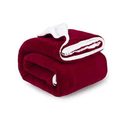 Image of ComfyWell Sherpa Fleece Blanket, Soft and Cozy Throw Large Fluffy Blanket throws for Sofa, Couch, Bed, Travel, Thick Thermal Warm Bed 150x200cm. (Twin/Double, Burgundy)