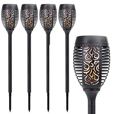 Image of Solalite® 4 Pack 51 LED Solar Torch Light Dancing Flickering Flame Effect Stake Waterproof Outdoor Garden Landscape Path Lamp