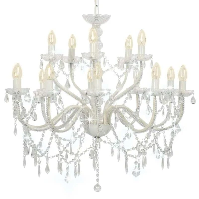 Image of vidaXL Chandelier 2 layer White 15 x E14 Bulbs