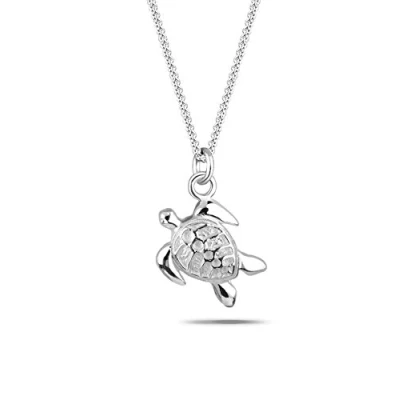 Image of Elli Necklace Curb Chain Turtle Pendant Sun 925 Silver
