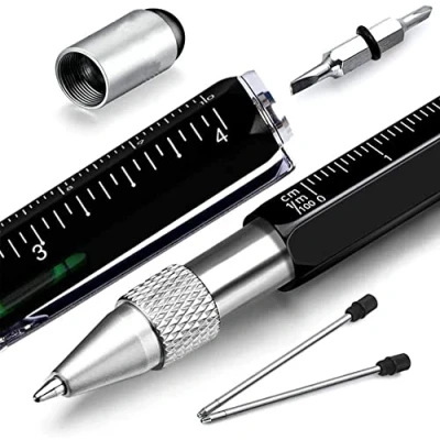 Image of Black Multi Tool Pen, Gifts for Men Stocking Fillers, Dad Christmas Funny Novelty Presents Grandad, Boyfriend Gifts, Engineer’s Pen by TRIXES