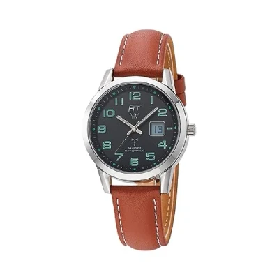 Image of ETT Eco Tech Time Funk Solar ELS 11588 22L Women&#039;s Analogue Watch with Leather Strap, silver, Modern