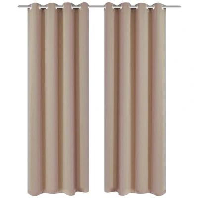 Image of vidaXL Blackout Curtains 2 pcs with Metal Eyelets 135x175 cm Cream