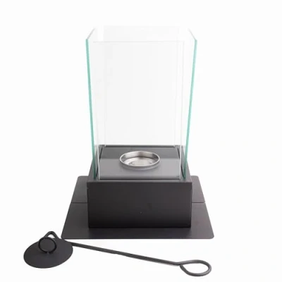 Image of Bio Ethanol Burner Tornado Black Fireplace Glass Fire Bioethanol Flame Hurricane