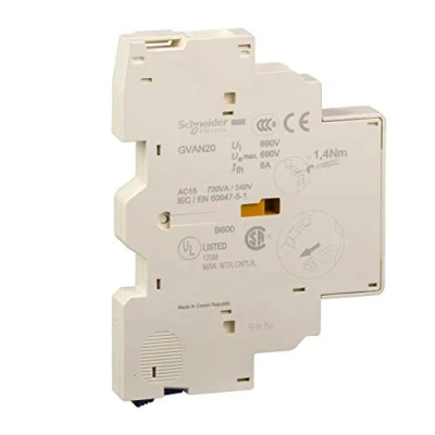 Image of Schneider Electric, TeSys GV2 and GV3 auxiliary contact block 2 NO, GVAN20