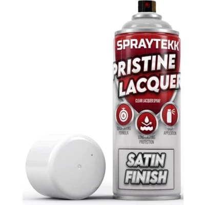 Image of SPRAYTEKK Clear Lacquer Spray Paint 400ml Fast Drying Acrylic Topcoat for Wood, Metal, Plastic &amp; More Non Yellowing, UV Scratch Resistant Indoor Outdoor Use (Satin, 1)