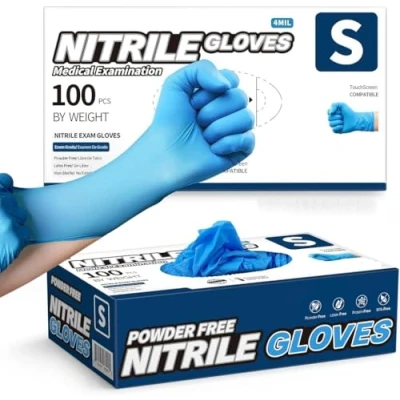 Image of PROMART Disposable Nitrile Gloves, Powder Free, Latex Non Sterile, Multi Purpose Gloves for Medical, Food Handling, Cleaning, and Industrial Use, Box of 100 (200, SMALL)
