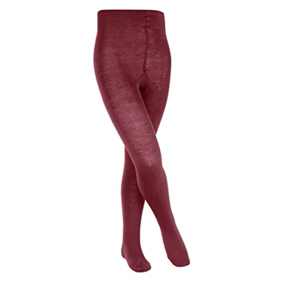Image of FALKE Unisex Kids Comfort Wool K TI Warm Thick Plain 1 Pair Tights, Red (Ruby 8830), 9 11.5