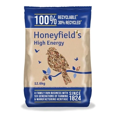 Image of Bird Food High Energy Seeds, in Protein and Essential Vitamins, Great for Hanging Feeders, Tables, Ground Feeding, Bulk Bag (12.6kg) Honeyfield’s
