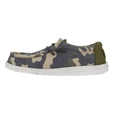 Image of HEYDUDE Men&#039;s Wally Washed Camo Slip On Shoes, Camo, 7 UK