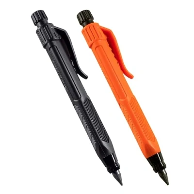 Image of Rite in the Rain Heavy Duty Gravity Fed Lead Holder Pencil, 5.6mm Dark (2B) Lead, Black and Orange Barrel, 2 Pack (No. 56 2)