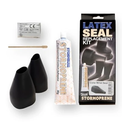 Image of Stormsure Latex Wrist Seal Cone Kit Black Essential Dry Suit Maintenance for Optimal Performance Repair or Replacement with Marine Safe Contact Adhesive