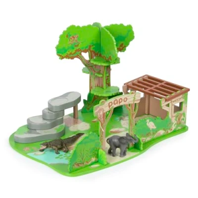 Image of Papo Wildlife The Animal Reserve 80011 Wooden playset for figurines Collectible Children Suitable Boys and Girls From 3 years old