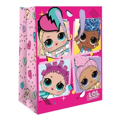 Image of LOL Surprise Pink Girls Gift Bag Perfect for Birthday Presents Fans of all Ages, Size 33 x 26 13.5 cm, &amp; Blue
