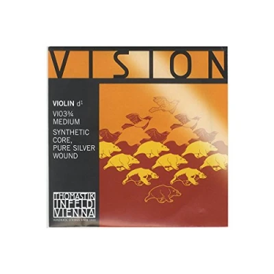 Image of Thomastik Einzelsaite für 3/4 Violine Vision D Saite Kunststoffkern, Rein Silber umsponnen, mittel