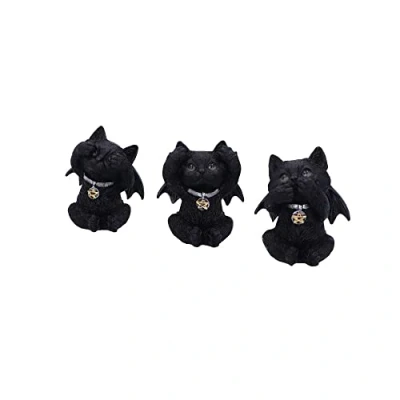 Image of Nemesis Now Three Wise Vampuss Figurines 9cm, Resin, Black, Vampire Cat Figurines, Witch Gift, Halloween Decoration, Cast in the Finest Lovingly Hand Painted