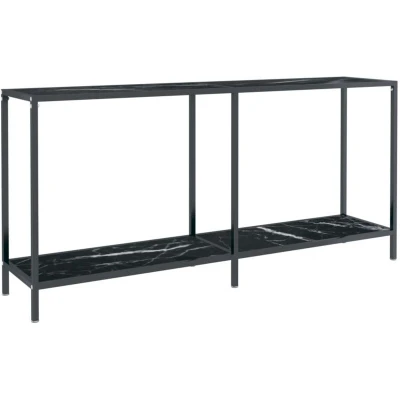 Image of vidaXL Console Table Black 160x35x75.5 cm Tempered Glass