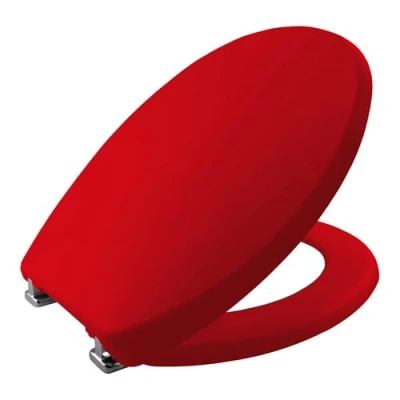 Image of BEMIS Buxton Ultra Fix Thermoplastic Chicago Red Toilet Seat. Non Slip Seat with Adjustable Chrome Hinges. Plastic Seat, Universal Easy to Clean &amp; Quick Installation,
