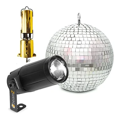Image of Battery Powered Hanging Glitter Mirror Ball 20cm &amp; LED Spot Light for Wedding Disco Prom Dance Hall, PS6WB G007NWG