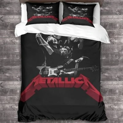 Image of YTPONBCSTUG Metallica Duvet Cover Heavy Metal Print Design Bedding Set Soft Microfiber with Zipper Closure Quilt Pillowcases Double（200x200cm）