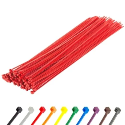 Image of Gocableties Heavy Duty Long Red Cable Ties, 370mm x 4.8mm, Pack of 100, Premium Nylon Zip Plastic Tie Wraps, Secure Self Locking Mechanism, for Home, Garden, Office and DIY
