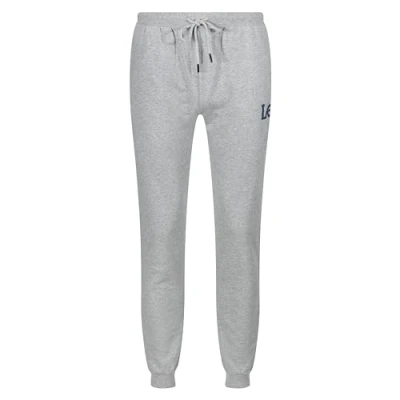 Image of Lee Men’s Lounge Pants in Grey 100% Cotton, Standard Fit Loungewear with Stretch Elastic Branded Waistband and Cuffed Ankles, Easy Casual Jogger Sleepwear