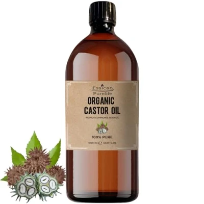 Image of Castor Oil 1000ml 100% Pure Organic, Premium Oil, Cold Pressed Hexane Free for Hair Growth, Organic Pressed,