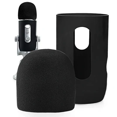Image of YOUSHARES Microphone Windscreen Foam Mic Cover Pop Filter Windshield &amp;Protector for Blue Yeti, Yeti Pro Condenser Microphones (Black)