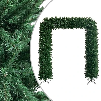 Image of vidaXL Realistic Christmas Tree Arch Green 240 cm Durable PVC Material with Steel Stands Suitable for Weddings, Festivals, and Celebrations