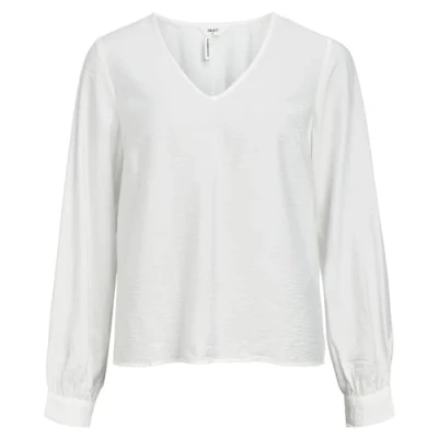 Image of Object Women&#039;s Objjacira L/S V Neck Top Noos Long Sleeve Blouse, Cloud Dancer, 8