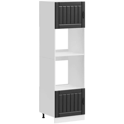 Image of vidaXL Kalmar Black Oven Cabinets 2 Piece Engineered Wood Kitchen Storage Unit/Adjustable Feet/60x57x207 cm