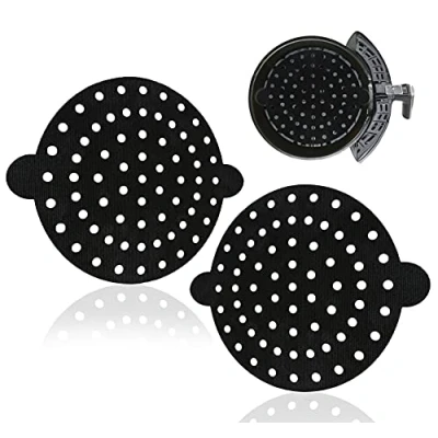 Image of MATI 2PCS Reusable Air Fryer Liners, Non Stick Surface, Large Circulation Holes, Tags to Remove Liner, Easy Clean, Thick Durable Premium Material, 8inch Round, Food Grade Quality