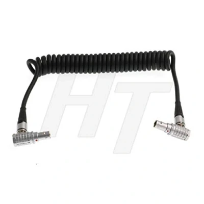 Image of HangTon Timecode Sync Cable Right Angle 5 Pin to Coiled for Sound Devices Mixer and ARRI Alexa Camera
