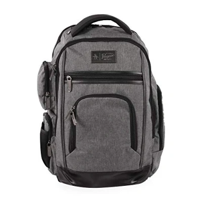 Image of Original Penguin Men&#039;s Fletcher Laptop Backpack, Grey Crosshatch, 19 in