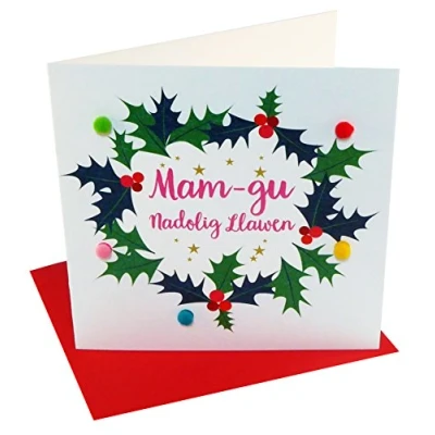 Image of Pom WXP018 &quot;Grandma, Holly Wreath&quot; Christmas Card