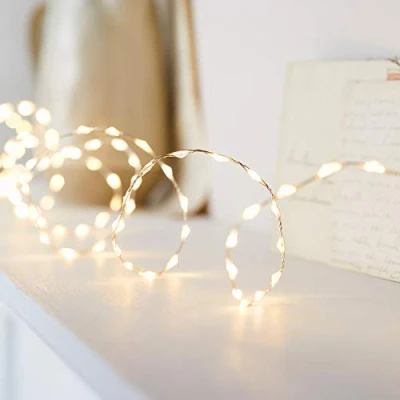 Image of Lights4fun Christmas Indoor Micro Bead Fairy Lights 378 Warm White LEDs Silver Wire Plug in 3m