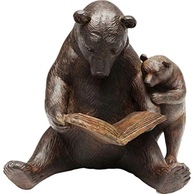 Image of Kare Design deco figure Reading Bears, brown, handmade animal figure, gift idea, hanging decoration, room decor, decorative home accessories,18x20x16 cm (H/W/D)