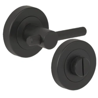 Image of HANDLEZONE® Linear Bar Designer Bathroom Toilet Door Thumb Turn and Release Set Black Matt