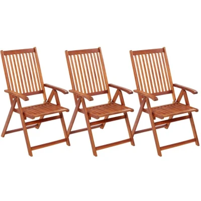 Image of vidaXL Folding Garden Chairs 3 pcs Solid Acacia Wood