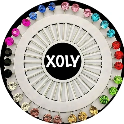 Image of XOLY 30X Crystal Stone Hijab Scarf pins Safety Pin Wheel Craft Tailor Sewing Brooch accessory supplies,tailor dress making (30X Multi Colour)