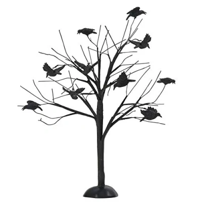 Image of Department 56 Halloween Accessories for Village Collections Murder of Crows Tree Figurine, 10.04 Inch, Black