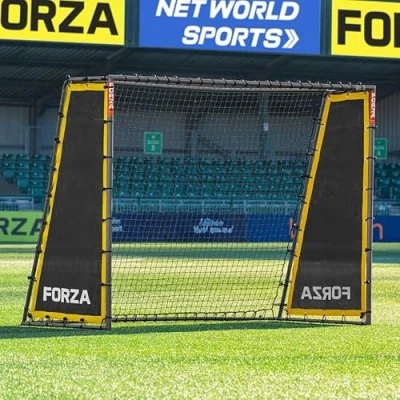 Image of FORZA Steel42 Football Goal Heavy Duty Galvanised Steel Frame &amp; Weatherproof Net Multiple Sizes with Optional Rebounder Kit (Goal + Kit, 8ft x 6ft)
