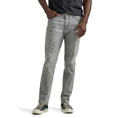 Image of Lee Men&#039;s Extreme Motion Straight Taper Jeans, Gray Scotch Destruction Features, 34W x 30L